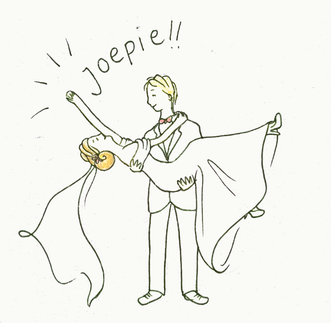 Illustratie van Anna en Max als bruidspaar